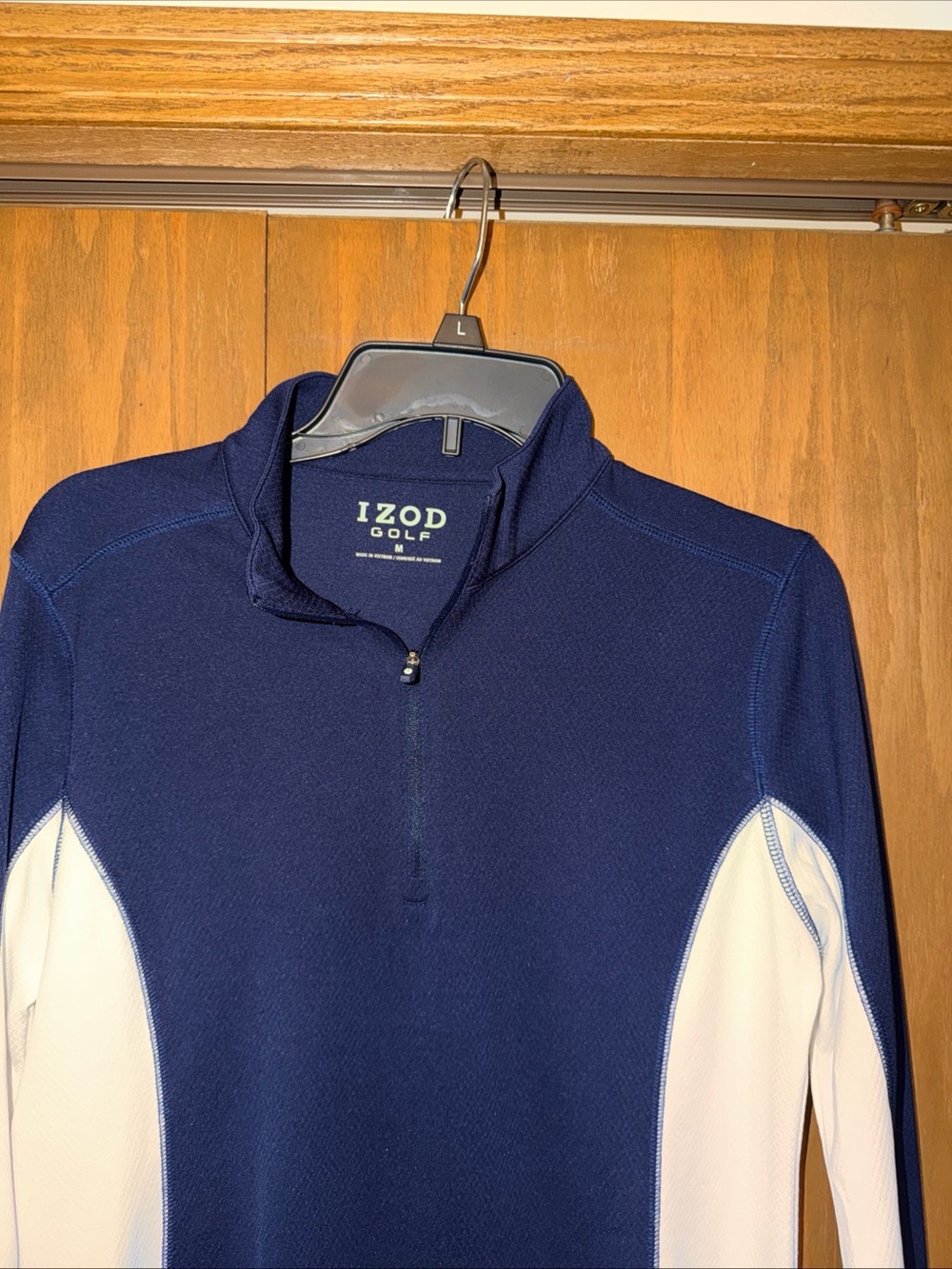 IZOD Golf Womens Navy and White Quarter-Zip Sweater
